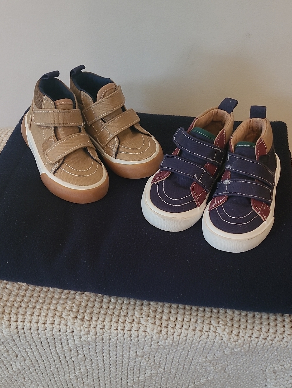 Old Navy Kids Double-Strap Sneakers in Tan and Navy